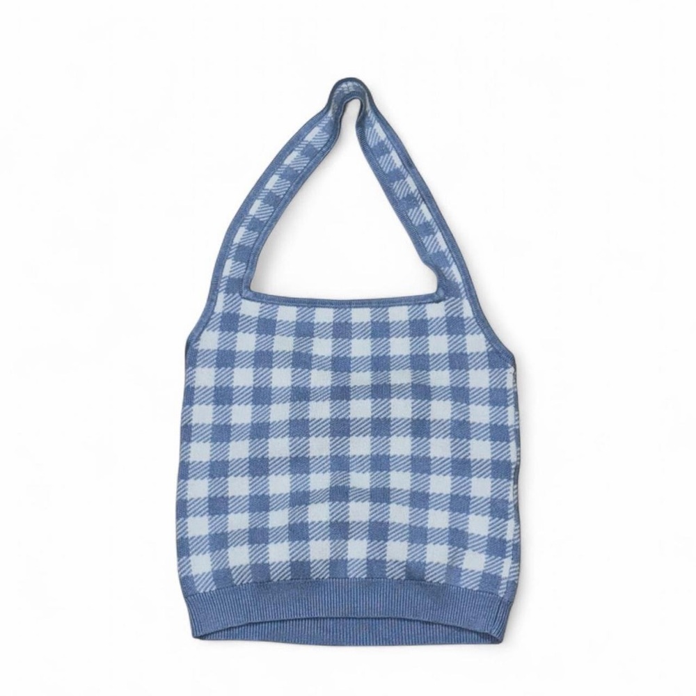 Abercrombie & Fitch Light Blue Knit Halter Top Blue Gingham